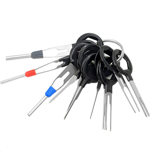 Ontgrendelingsgereedschap autostekker, uitspingereedschap, 11 stuks terminal removal Tool kit, draad connector pin extractor, steekverbinding demontage, gereedschap pin trekker, kabel stekker demontage