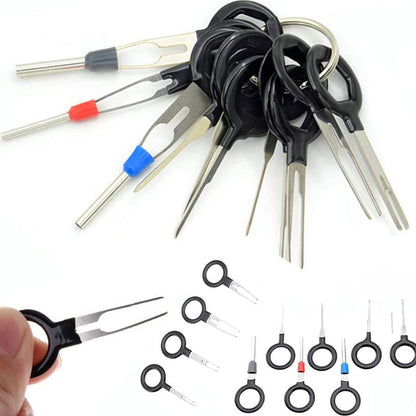 Ontgrendelingsgereedschap autostekker, uitspingereedschap, 11 stuks terminal removal Tool kit, draad connector pin extractor, steekverbinding demontage, gereedschap pin trekker, kabel stekker demontage