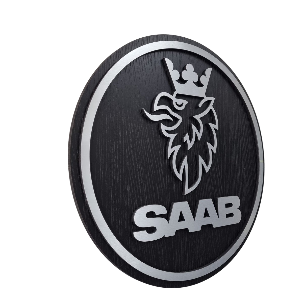 Saab logo - eiken, zwartkleurig wandpaneel - 50 cm breed