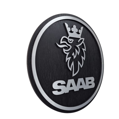 Saab logo - eiken, zwartkleurig wandpaneel - 50 cm breed