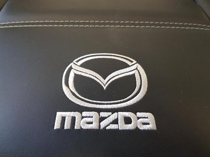 Kinderzitverhoger - Dakota leer, geborduurd logo, zwart, passend voor Mazda