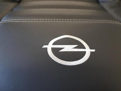 Kinderzitverhoger - Dakota leer, geborduurd logo, zwart, passend voor Opel