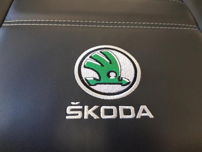 Kinderzitverhoger - Dakota leer, geborduurd logo, zwart, passend voor Skoda