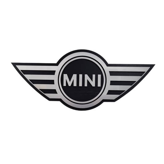 Mini logo - aluminium en zwartkleurig wandpaneel - 93cm breed, 40cm hoog