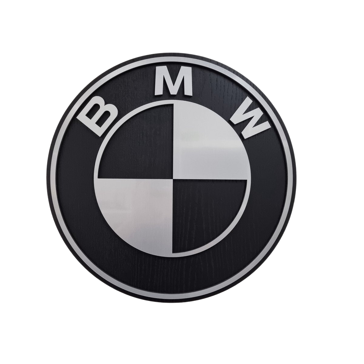 BMW logo - aluminium en zwartkleurig wandpaneel - 49cm breed