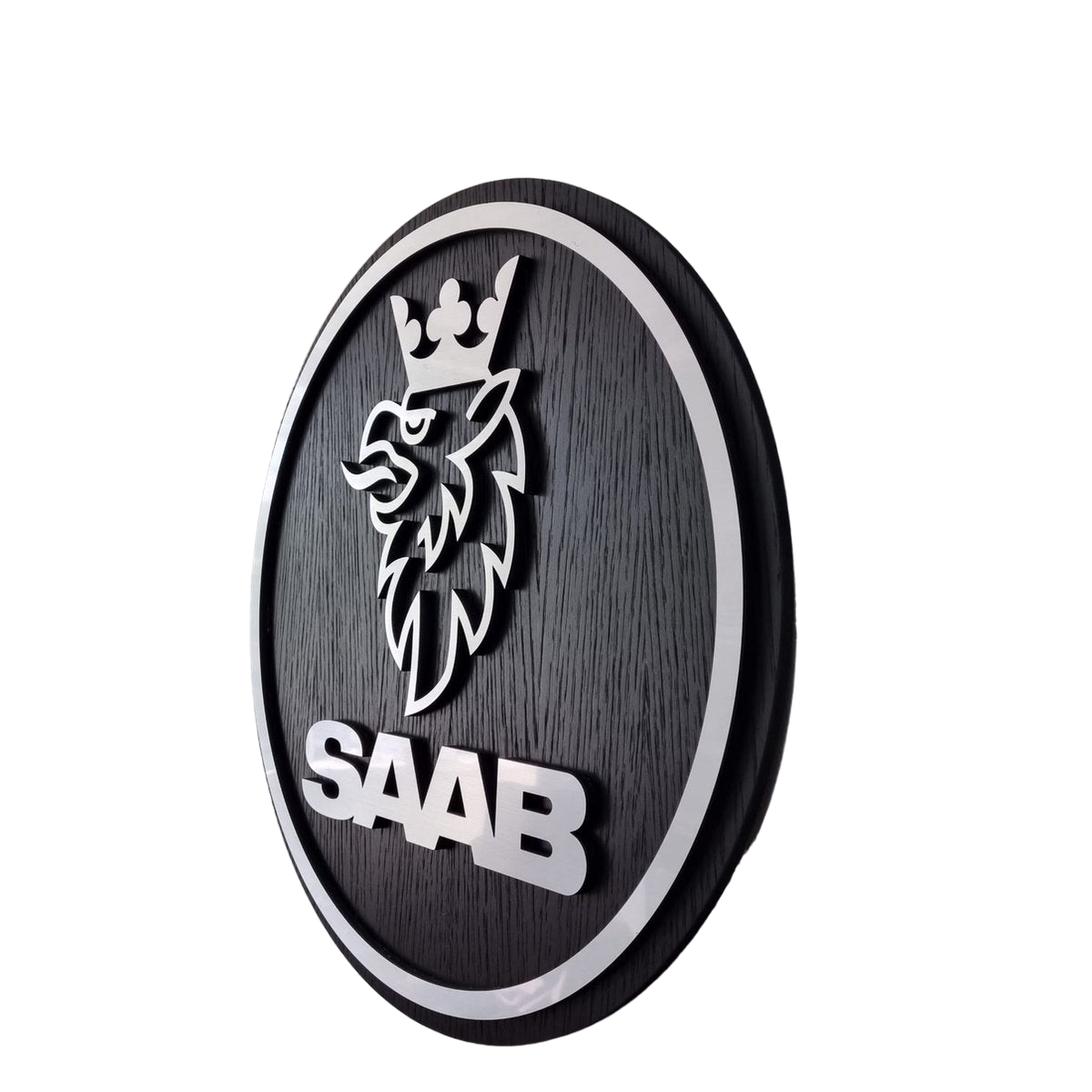 Saab logo - eiken, zwartkleurig wandpaneel - 50 cm breed