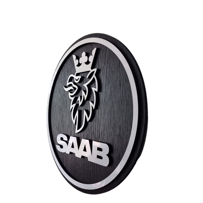 Saab logo - eiken, zwartkleurig wandpaneel - 50 cm breed