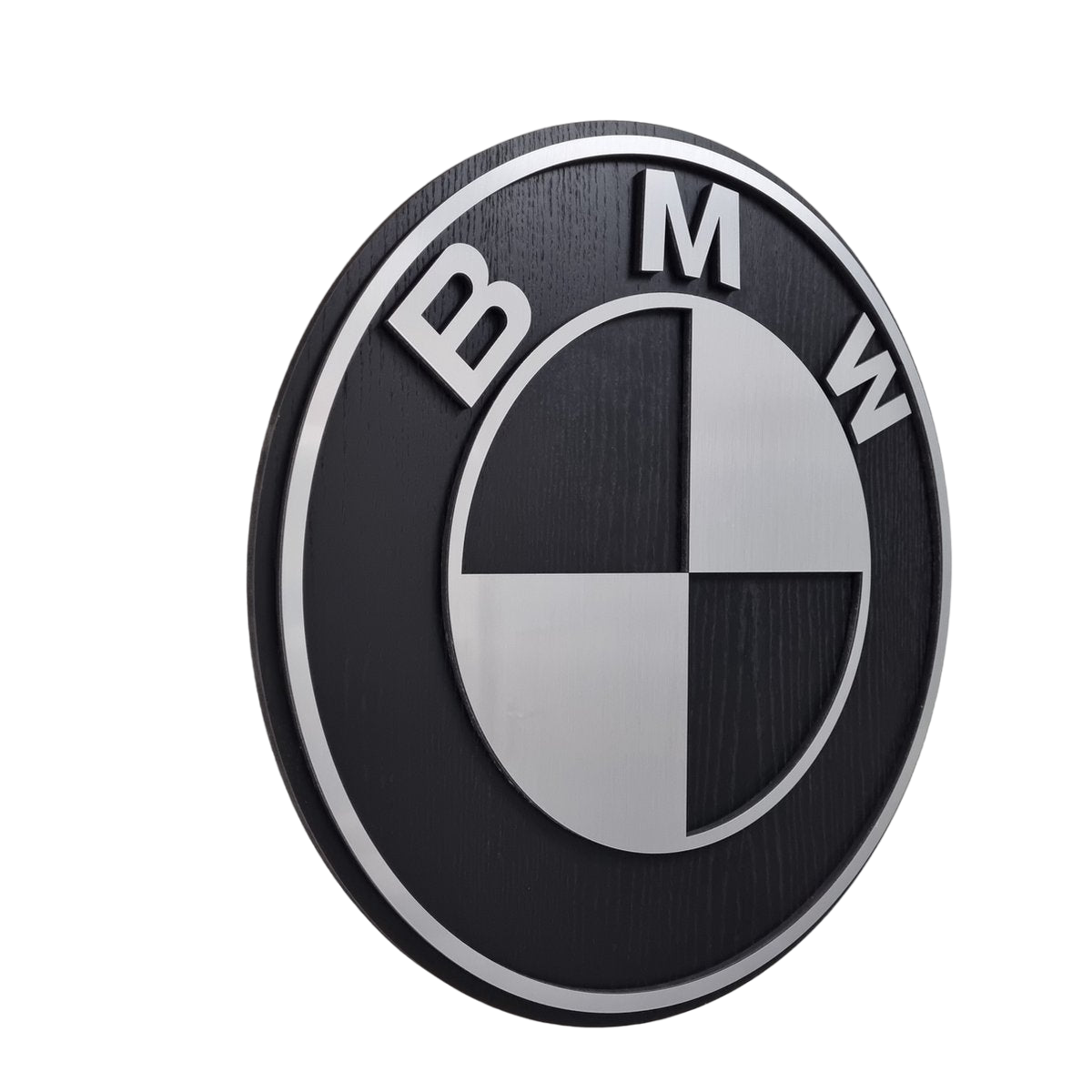 BMW logo - aluminium en zwartkleurig wandpaneel - 49cm breed