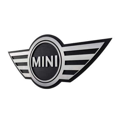 Mini logo - aluminium en zwartkleurig wandpaneel - 93cm breed, 40cm hoog